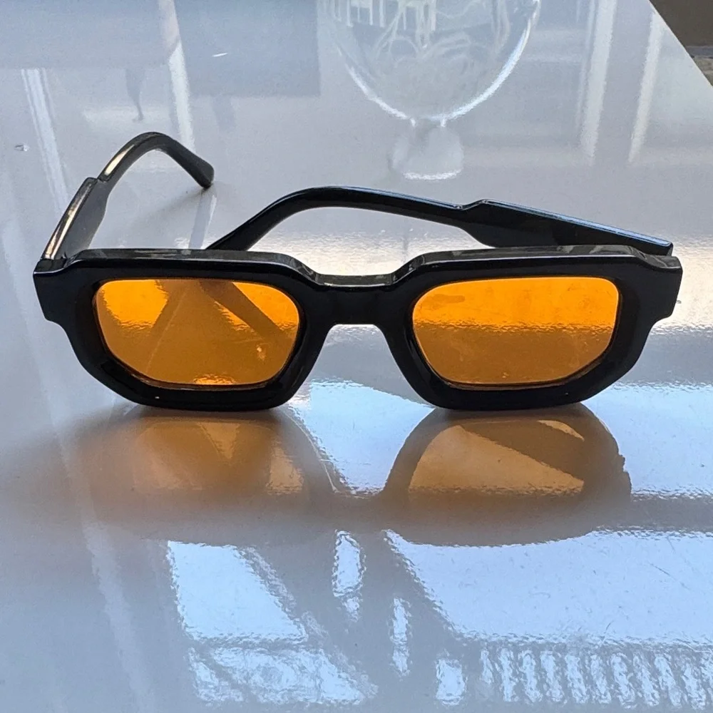 Black Sunglasses with Orange Lenses - Picture 2 of 3
